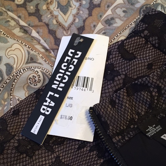 NWT DESIGN LAB black & mauve rose printed skirt, L - Picture 7 of 8